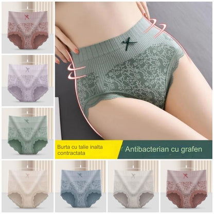 🔥【Cumpărați 4, primiți 4 gratuit】🔥Slip de damă cu talie înaltă, antibacteriană, absorbantă de umiditate--3888174