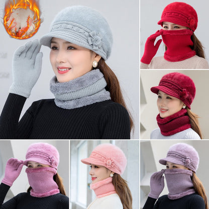 💥👒50% SLEVA-【Čepice+šátek】 Stylová plyšová čepice na podzim a zimu -- 3862706
