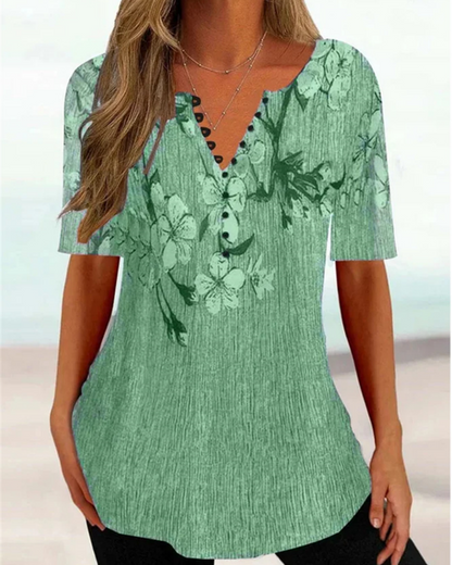 💕【Oferta por tiempo limitado】💕【S-5XL】Nuevas camisetas de manga corta con cuello en V de algodón para mujer, ideales para el verano: suaves y agradables al tacto.