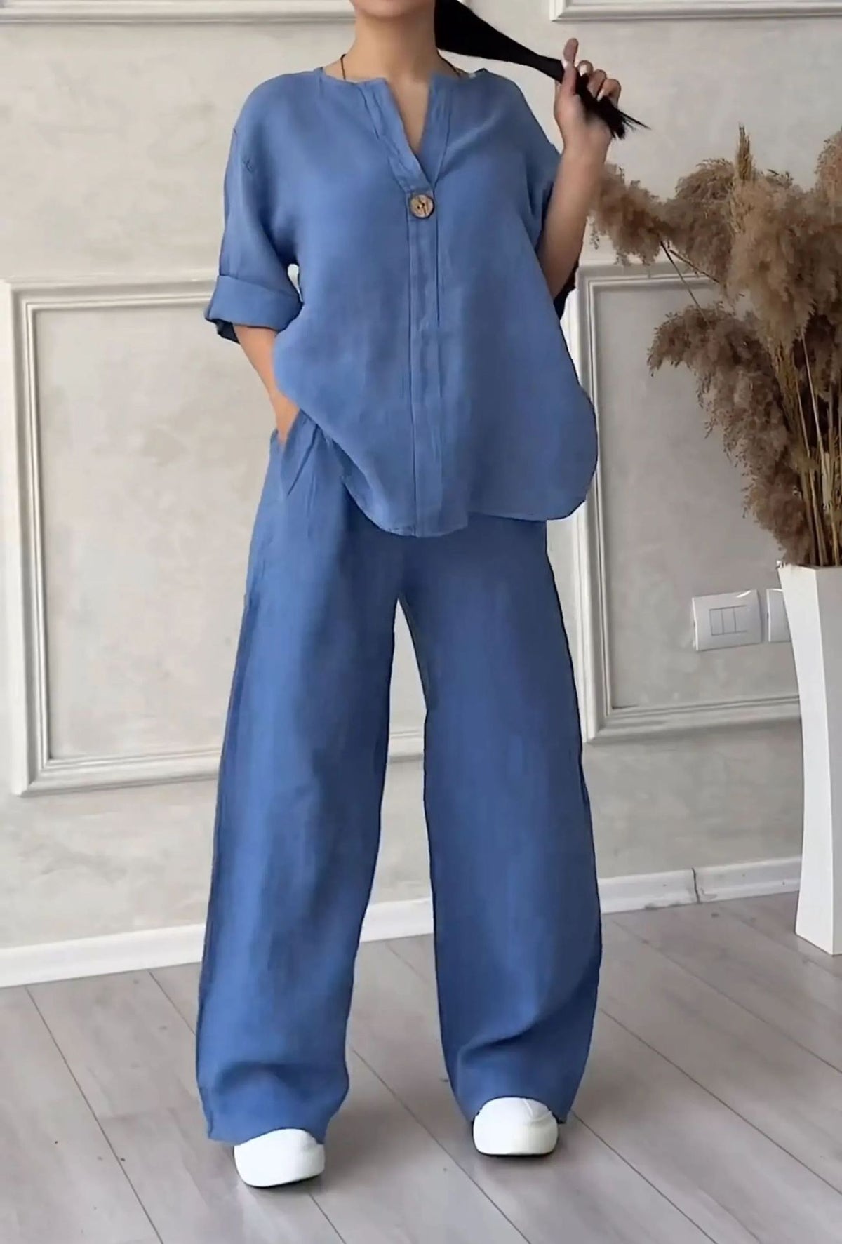 🔥【Novi artikli s 50% popusta samo 3 dana】🥋【S-5XL】【Majica kratkih rukava + hlače】Lagani, elegantni i udobni ženski set, dostupan u više boja