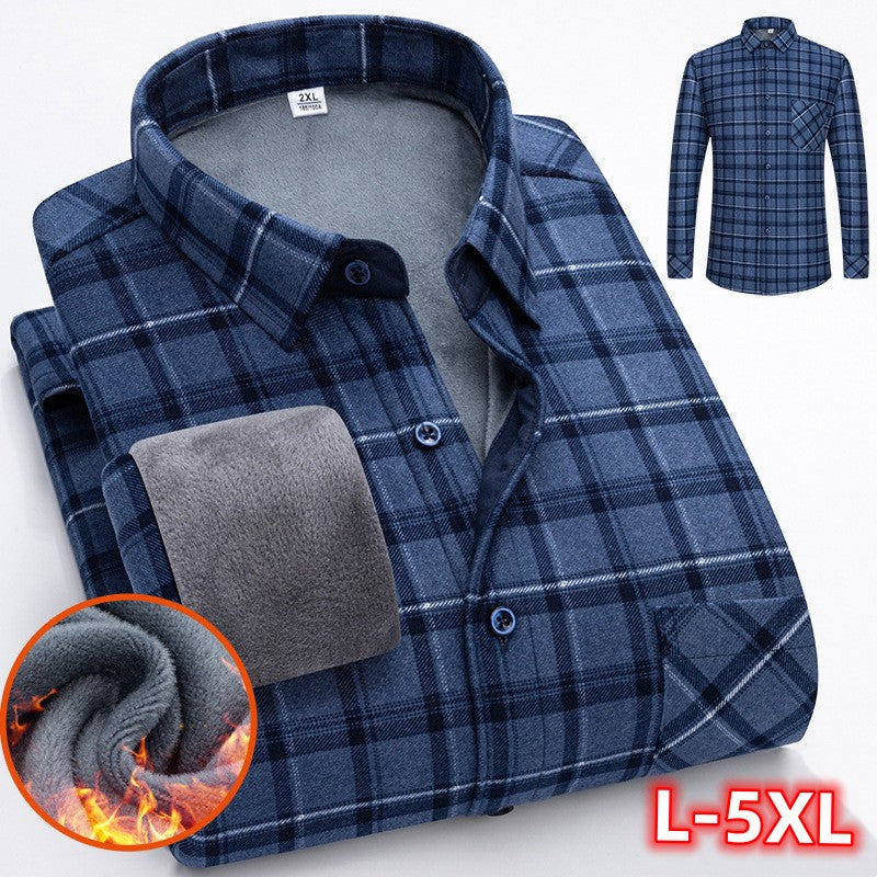 🔥【Reducere de 50% cu termen limitat】👔【L-5XL】Cămașă călduroasă de afaceri cu mânecă lungă toamna și iarna-3898999