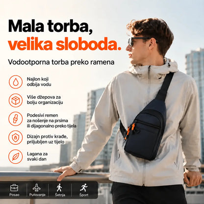 🎒 ✨ Vodootporna torba za nošenje preko tijela s više džepova – organizirano pohranjivanje, podesivi remen i priključak za slušalice