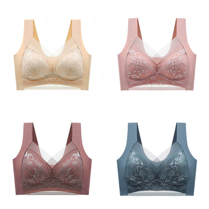 🔥【4 bucati】👙【40-110 KG】 Sutien confortabil, fără cusături, din dantelă