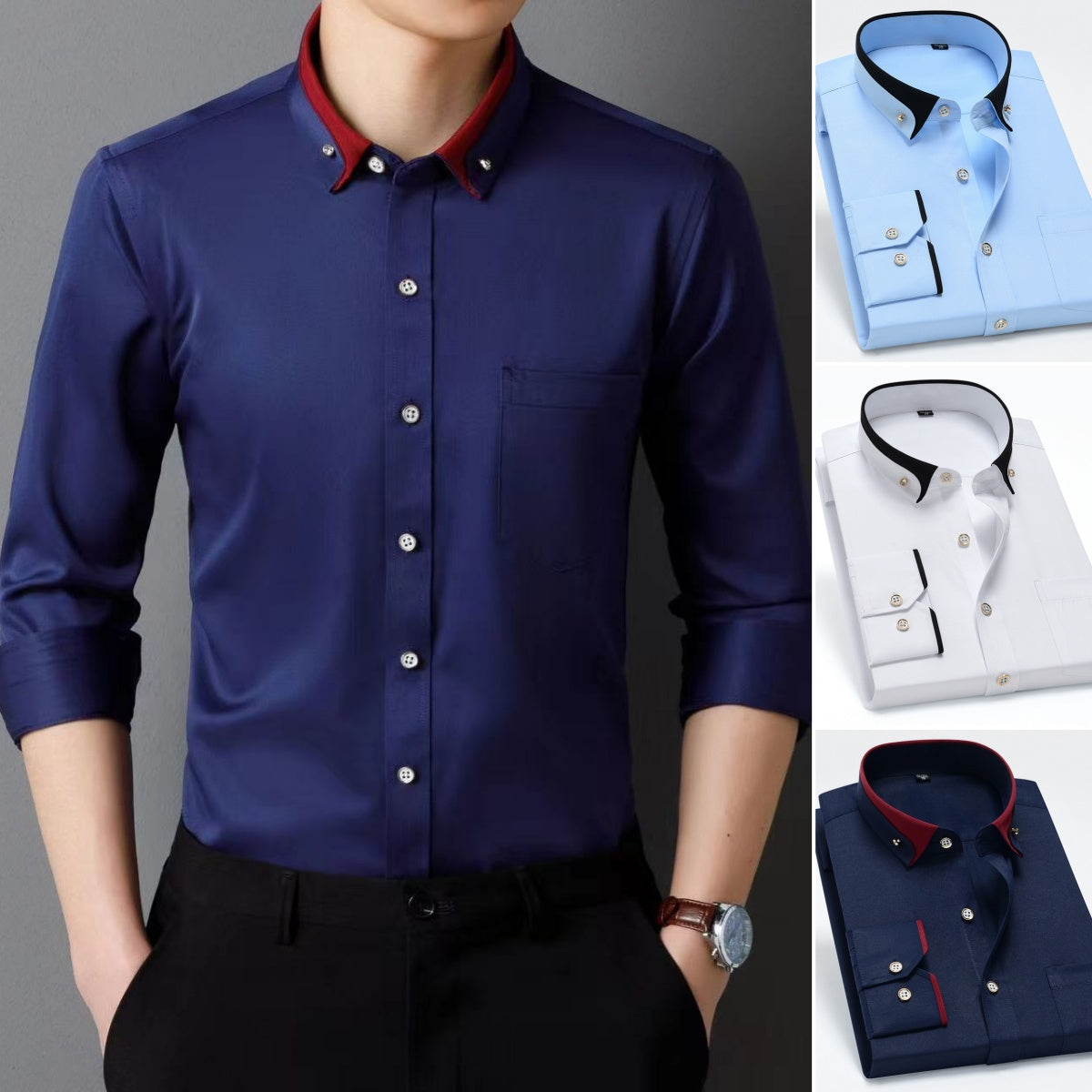 【S-4XL】2025 Noua cămașă respirabilă de afaceri pentru bărbați de moda casual-3859747