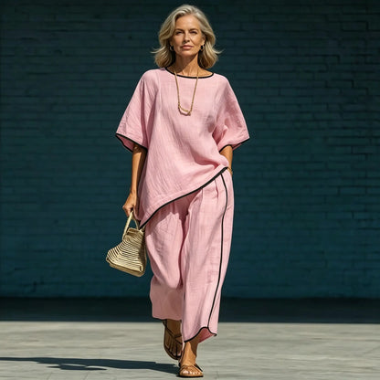 🔥50% popusta✨【S-5XL】Ležeran ljetni dvodijelni set: Super mekana i prozračna tkanina, široki kroj koji odvodi znoj, elegantan outfit