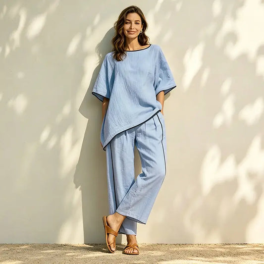 🔥50% popusta✨【S-5XL】Ležeran ljetni dvodijelni set: Super mekana i prozračna tkanina, široki kroj koji odvodi znoj, elegantan outfit