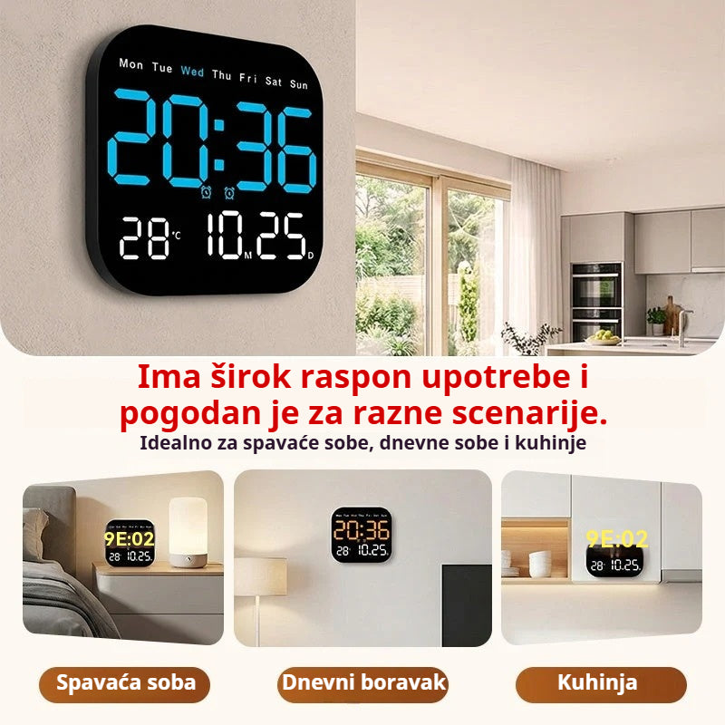 🛏️Višenamjenski LED elektronički sat -🌙 Nježno vas budi, recite zbogom dosadnim budilicama! Vrijeme + Datum + Dan u tjednu + Temperatura + Alarm, jedan sat za više namjena.
