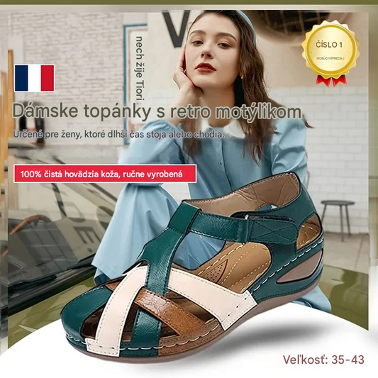 💖[35-43] Dámske letné sandále, vyrobené z mäkkej kože, hrubá podrážka, dutý suchý zips