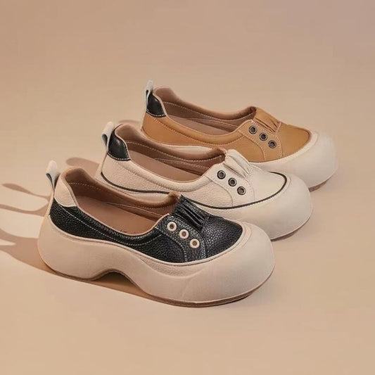 👟👟【produs nou】【35-40】2025 Pantofi casual sport confortabili, cu talpă groasă, din piele, în stil nou la modă-3895049