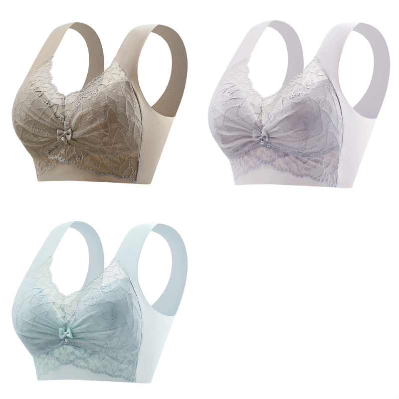 😍【Pachet de 3】👙【40-110 KG】 Sutien confortabil, fără cusături, din dantelă --3965729