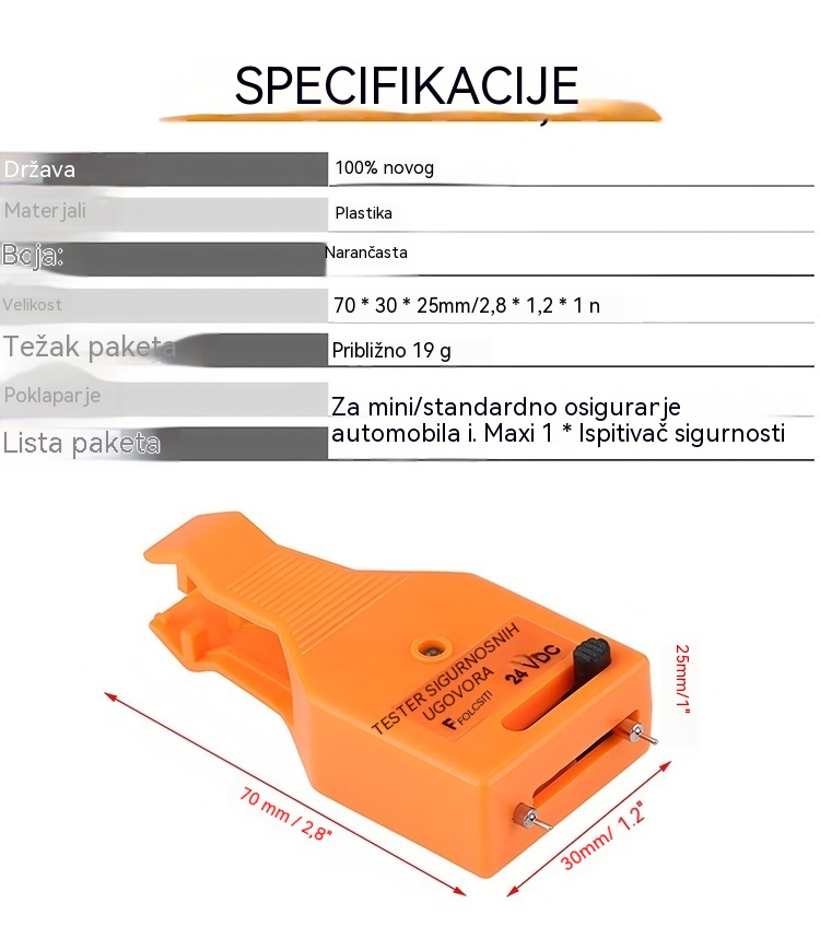Univerzalni tester i alat za izvlačenje osigurača za automobil (12-24V DC)