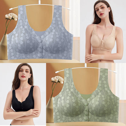 😍【Pachet de 2 bucăți】Sutien fără fir pentru femei cu nasturi în față ❤️【40-100kg】-3843429