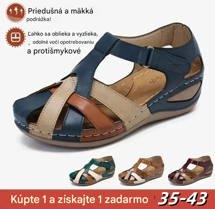 💖[35-43] Dámske letné sandále, vyrobené z mäkkej kože, hrubá podrážka, dutý suchý zips