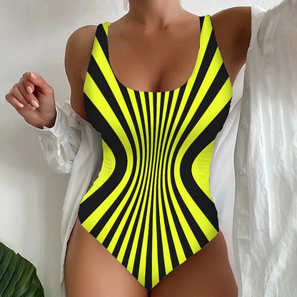 【S~6XL】Costum de baie sexy, dintr-o singură piesă, cu model în dungi-3872106