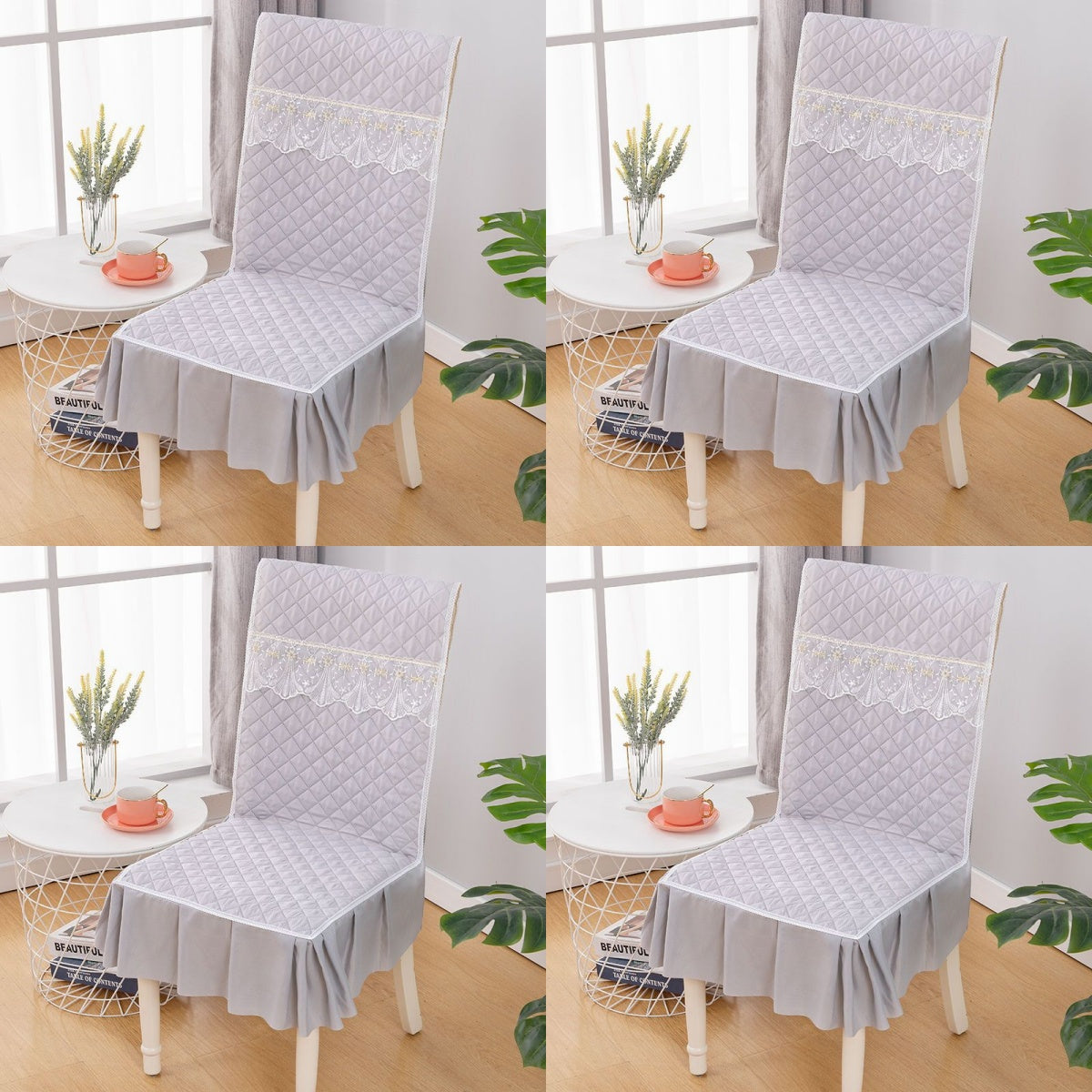 👍【4 bucăți】Husa de scaun universala perna de scaun dintr-o bucata perna de scaun anti-alunecare perna de spate-3852709