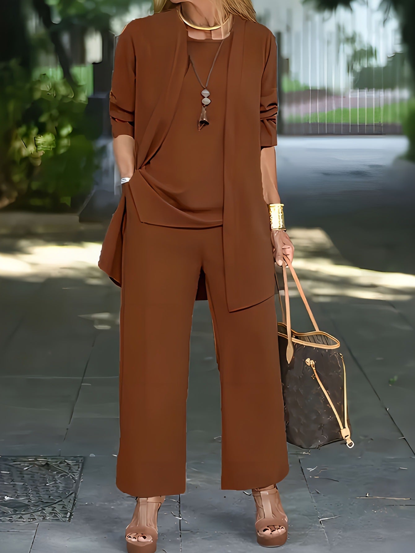 💥【Zadnji dan, 50% popusta】🧥【S-5XL】Ljetni novi dolazak 2026. Elegantni ženski trodijelni set široke veličine🍂 - jakna, top, ležerne hlače