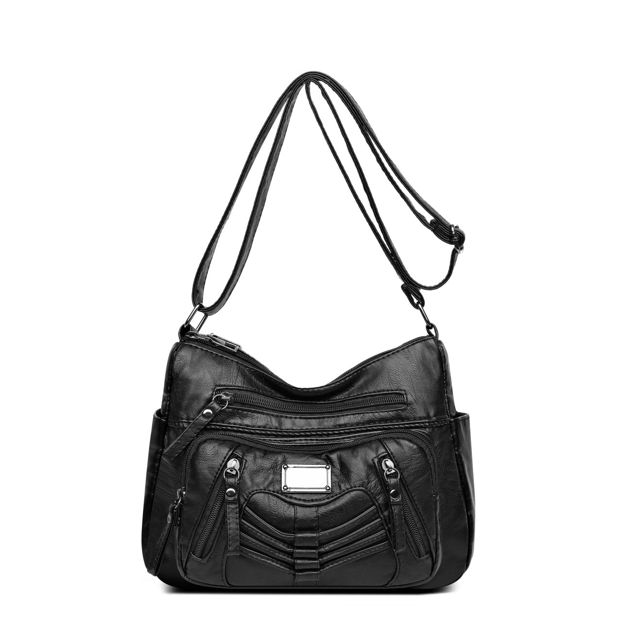 Geantă de umăr la moda simplă piele moale geantă de commute crossbody generos