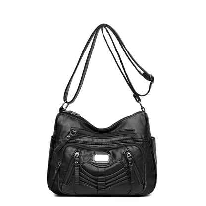 Geantă de umăr la moda simplă piele moale geantă de commute crossbody generos