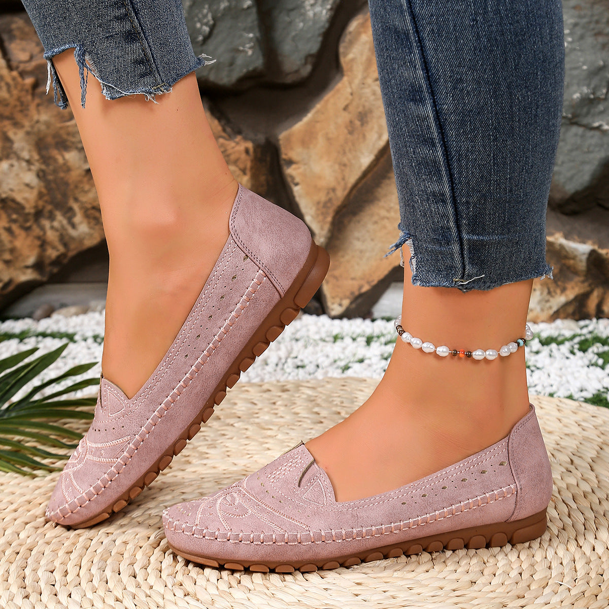 【36-43】👡💞Retro stil perforiranih ležernih balerinki｜Mekani potplat, svakodnevna udobnost｜Slip-on, plus veličine