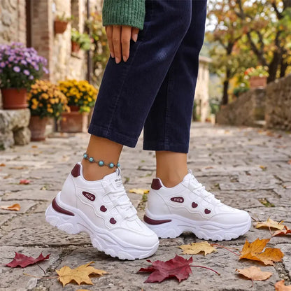 【35-42】👟Ženske tenisice na platformu s debelim dnom - skrivena klinasta podloga - ležerne tenisice s vezicama i blokovima boja 2026