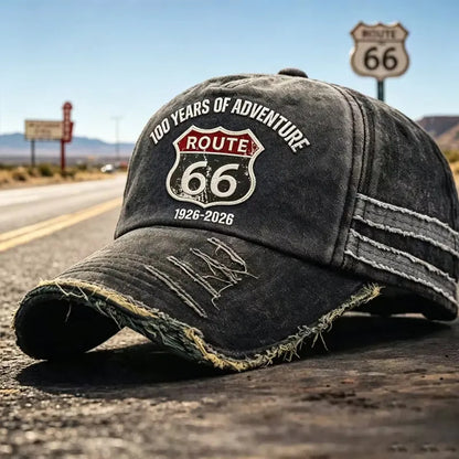 🧢🌟Podesiva retro bejzbolska kapa Route 66 - savršen izbor za ljubitelje biciklizma.
