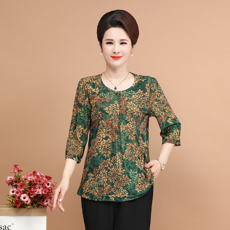 💥😍【Reduceri la produse noi】【XL-5XL】Primăvară și vară 2025, nou top tricou cu imprimeu floral-3915081