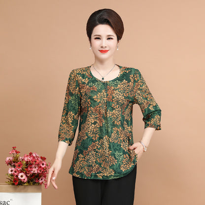 💥😍【Reduceri la produse noi】【XL-5XL】Primăvară și vară 2025, nou top tricou cu imprimeu floral-3915081