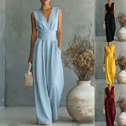 🌿【S-5XL】 Elegantni kombinezon od prirodne tkanine - naglašava struk i skriva nedostatke