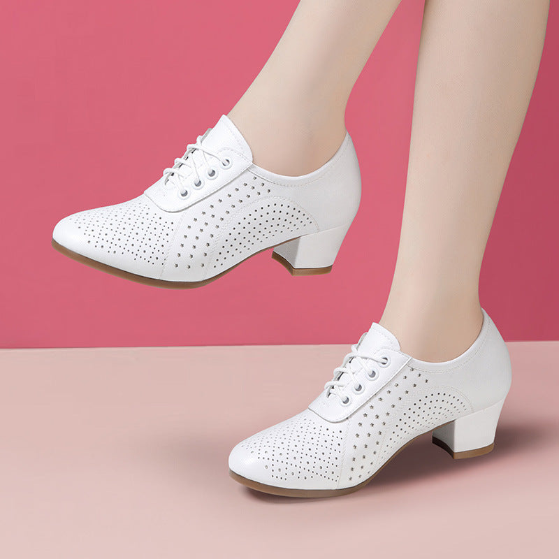 👡🌷【Veličine 34-41】【Visina pete 5 cm】👡Nove ženske cipele od prave kože iz 2026. s jednim slojem, prozračne i šuplje.