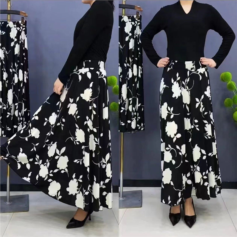 💖【Reducere pe timp limitat】 🌸【L-5XL】2025 fustă lungă nouă cu talie înaltă imprimată--3900240