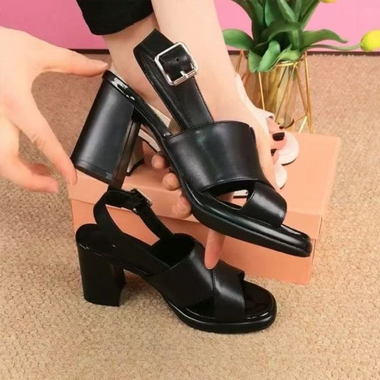 👡【35-40】Sandale la modă cu toc înalt, în stil gură de pește, cu vârful deschis --3972994