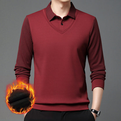 【M-4XL】Cămașă POLO fals din două piese cu dungi patchwork