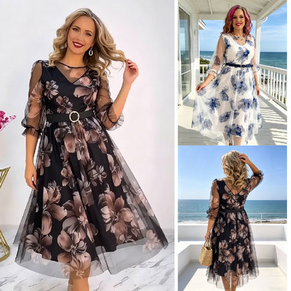 Nuevo 50% de descuento + pago contra entrega 🌸💥【S-5XL】Nuevo vestido elegante con estampado floral