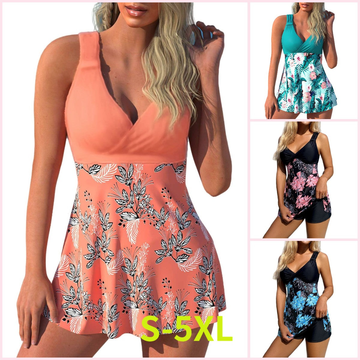 🏖️ 50% popusta 🔥【40-120 kg】Novi plus size set kupaćeg kostima s printom, kratke hlače, suknja s prorezom straga, brzo sušeći materijal ✅ Plaćanje pouzećem