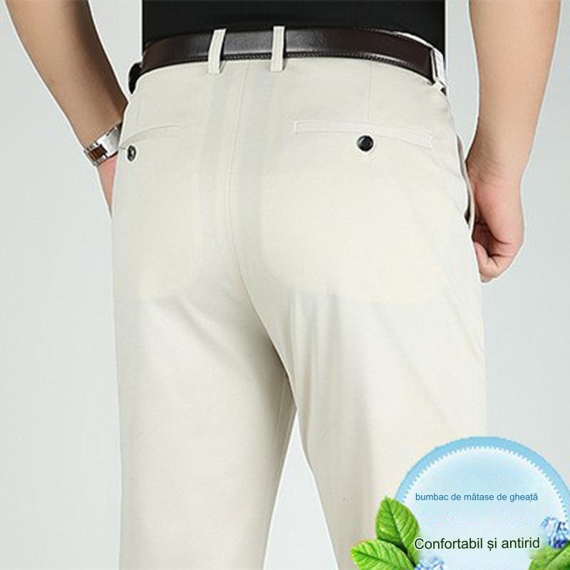 👖 Pantaloni business casual slim-fit de primăvară/vară cu picioare drepte, picioare largi și pantaloni elastici-3969563