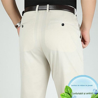 👖 Pantaloni business casual slim-fit de primăvară/vară cu picioare drepte, picioare largi și pantaloni elastici-3969563