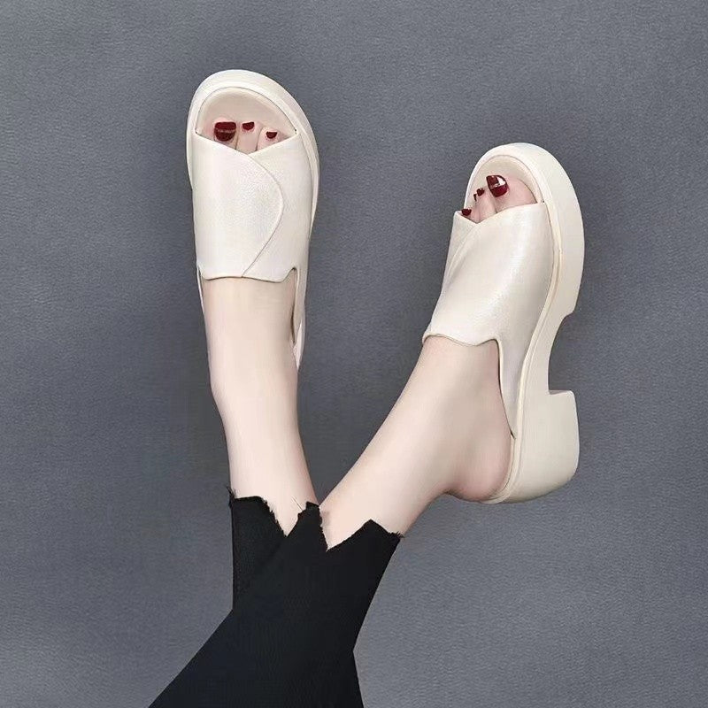 🔥Pantofi dama la moda de vara. Tocuri groase. Tălpi groase. Material piele. Confortabil de purtat
