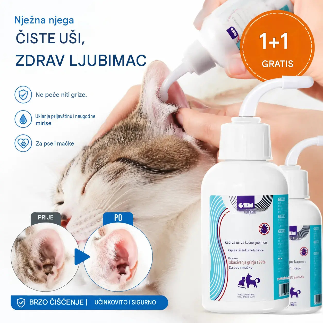 【Kupite 1, dobijte 1 gratis】🐶🐱 Sredstvo za čišćenje ušiju za ublažavanje svrbeža u ušima pasa i mačaka.