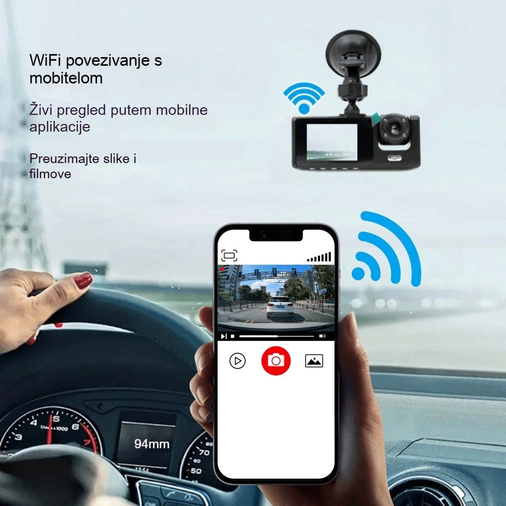 Rejestrator vožnje automobila | Full HD 1080p | S kamerom za cofanje