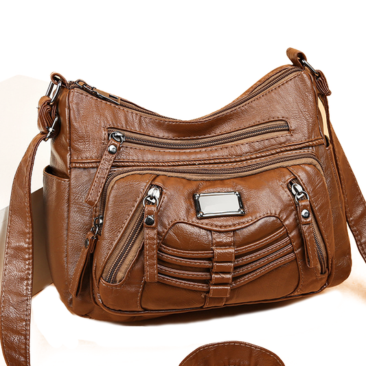 Geantă de umăr la moda simplă piele moale geantă de commute crossbody generos