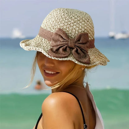 🎀🎀 50% POPUSTA 👒 | Retro slamnati šešir s mašnom – sklopivi i prozračan za ljeto