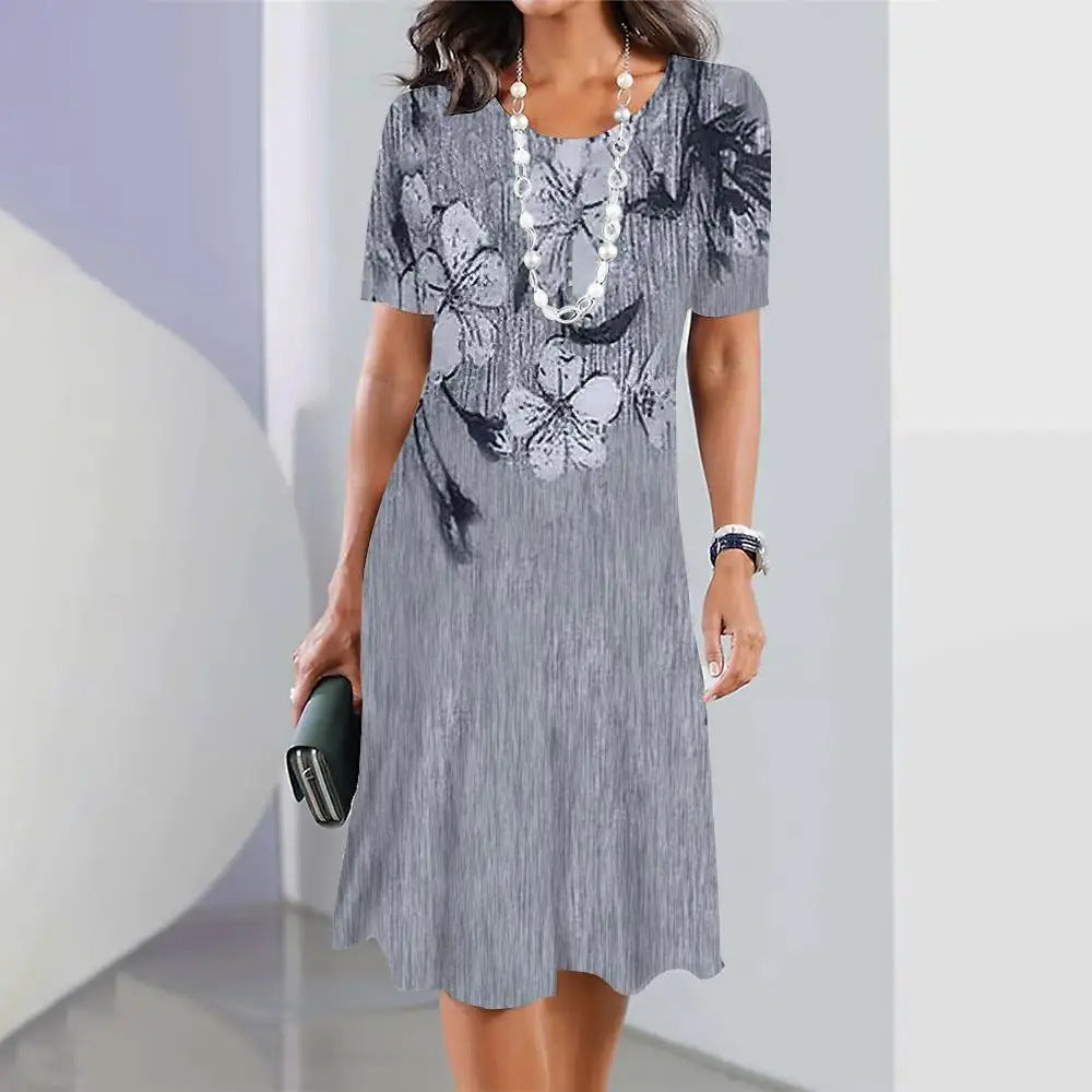 🔥【Reduceri mari de vară】🔥【S-5XL】✨Rochie elegantă de vară 2025 👗 Stil retro cu decolteu rotund  Lejeră și rafinată