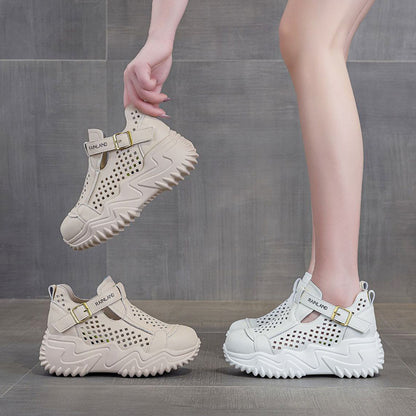 👟【35-40】Sandale de damă noi cu talpă groasă, scobită în interior, 2025