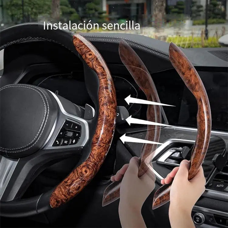 【1 set od 3 komada】 Neklizajuća navlaka za volan automobila s drvenim uzorkom
