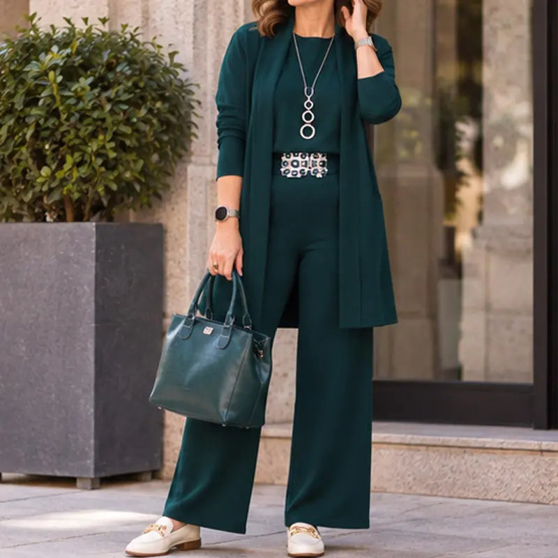 🎁💝Elegantni trodijelni set s dugim kardiganom (uključuje bluzu i hlače)