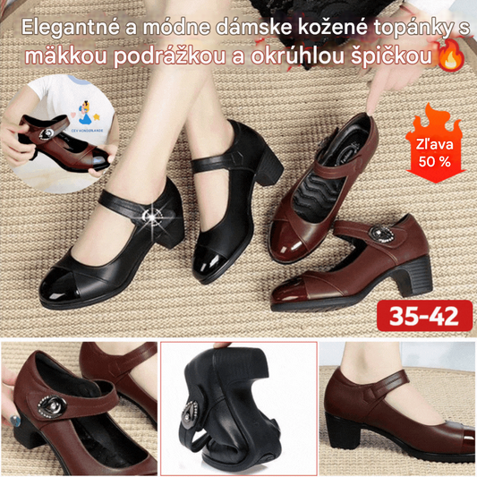 🎉🎉[Časovo obmedzená zľava 50 %📣📣] Dámske kožené topánky s okrúhlou špičkou a mäkkou podrážkou (veľkosti 35 – 42)