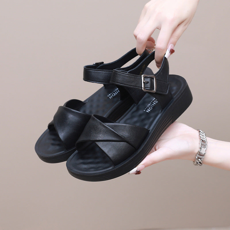 💥【Cantitate limitată】【35-41】Sandale noi cu platformă din piele naturală de înaltă calitate