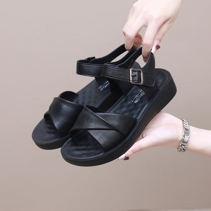 💥【Cantitate limitată】【35-41】Sandale noi cu platformă din piele naturală de înaltă calitate