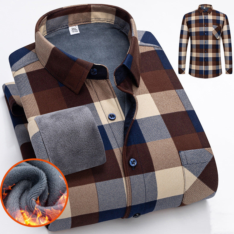 🔥【Reducere de 50% cu termen limitat】👔【L-5XL】Cămașă călduroasă de afaceri cu mânecă lungă toamna și iarna-3898999