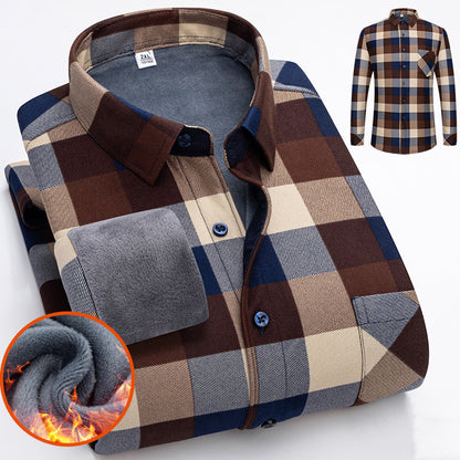 🔥【Reducere de 50% cu termen limitat】👔【L-5XL】Cămașă călduroasă de afaceri cu mânecă lungă toamna și iarna-3898999